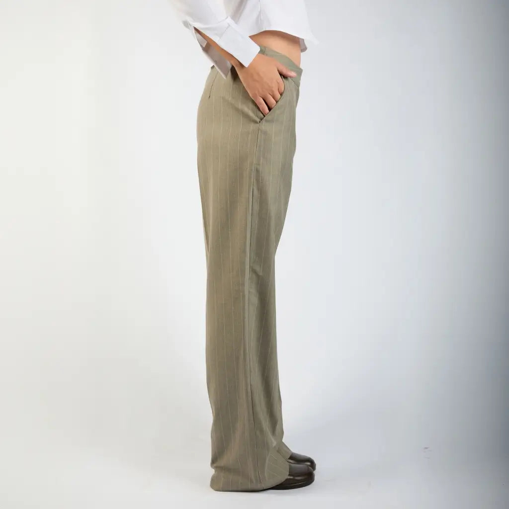 Olive Grey Low Waist Trousers