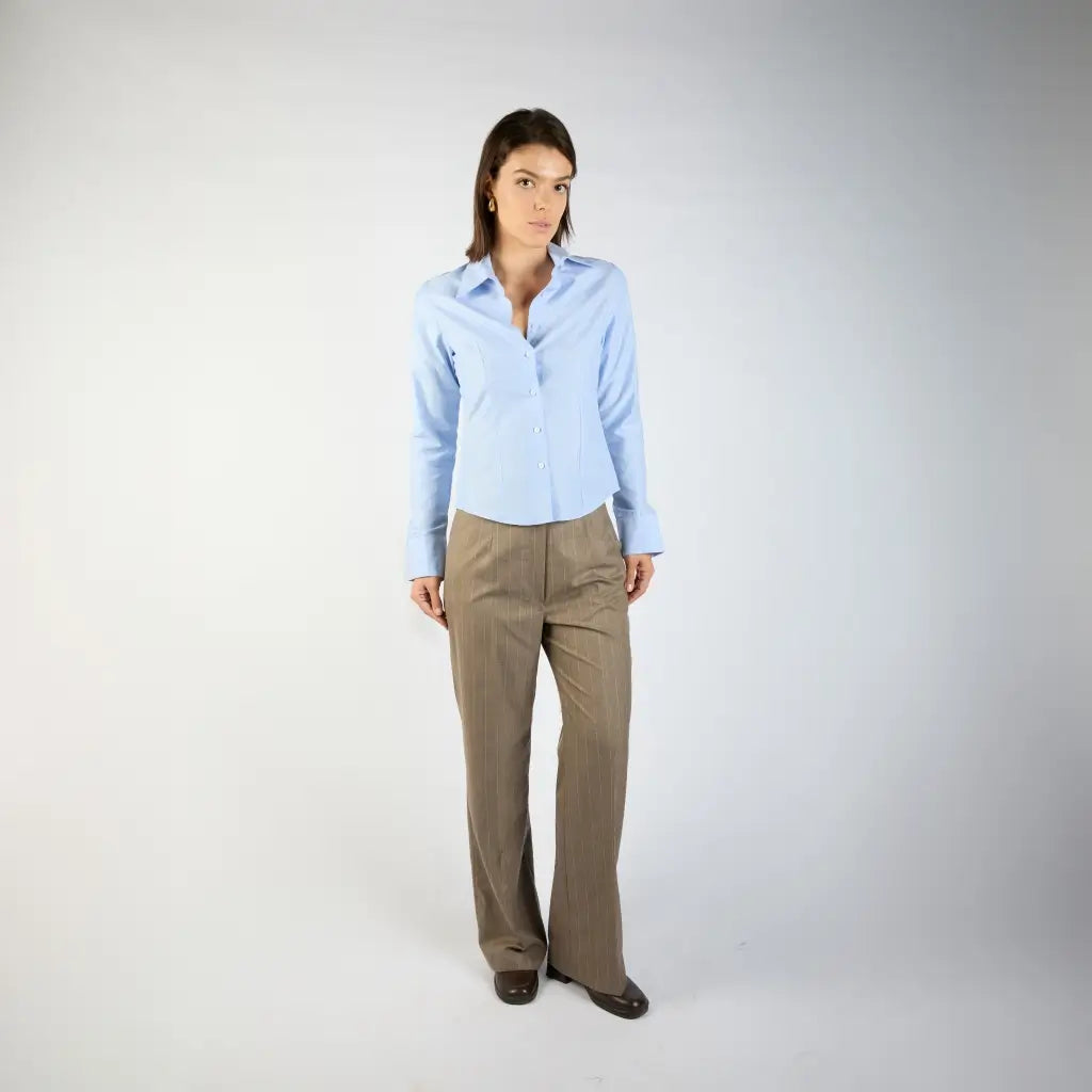 Baby Blue Shirt Tight Waisted