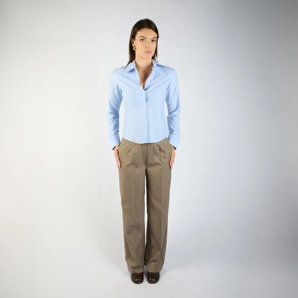 Baby Blue Shirt Tight Waisted